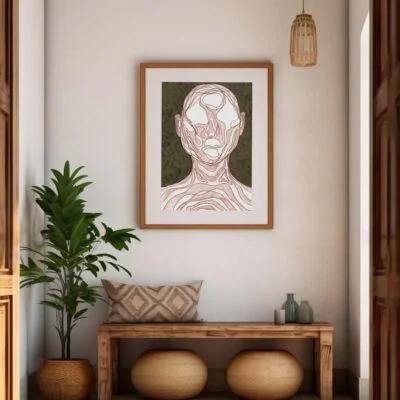 poster human face 1 dans cadre beige
