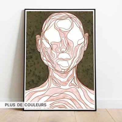 poster human face 1 dans cadre noir
