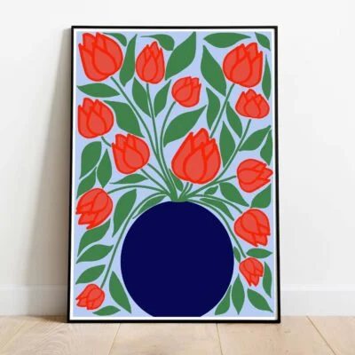 Poster vase 2 dans cadre noir