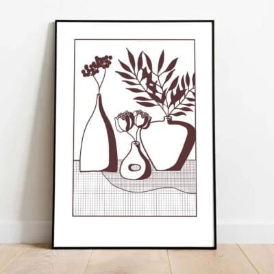 Poster Vase Géométrique n°3 dans cadre noir