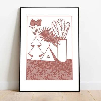 Poster Vase Géométrique n°4 dans cadre noir