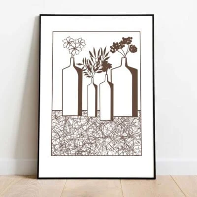 Poster Vase Géométrique n°5 dans cadre noir