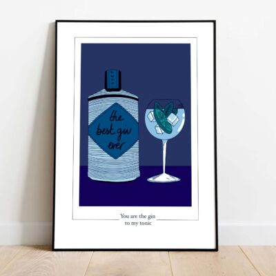 Poster Gin Tonic dans cadre noir