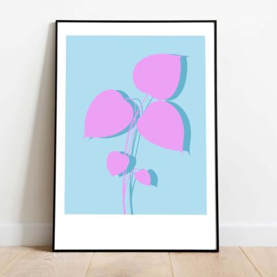 Poster 000069 - Little Plant pink dans cadre noir