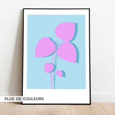 Poster 000069 - Little Plant pink dans cadre noir plus de couleur