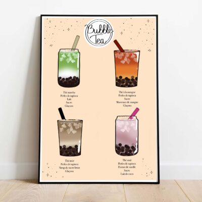 Poster Bubble Tea dans cadre noir