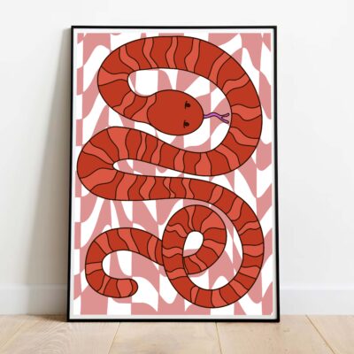 poster red snake rouge dans cadre noir