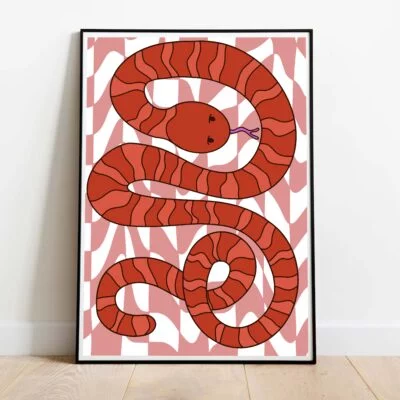 poster red snake rouge dans cadre noir