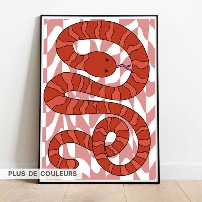 Poster red snake dans cadre noir