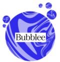 logo de l'entreprise bubblee, nuances de bleu et écriture au milieu