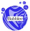 logo de l'entreprise bubblee, nuances de bleu et écriture au milieu