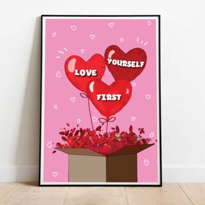 Poster Love Yourself First dans cadre noir