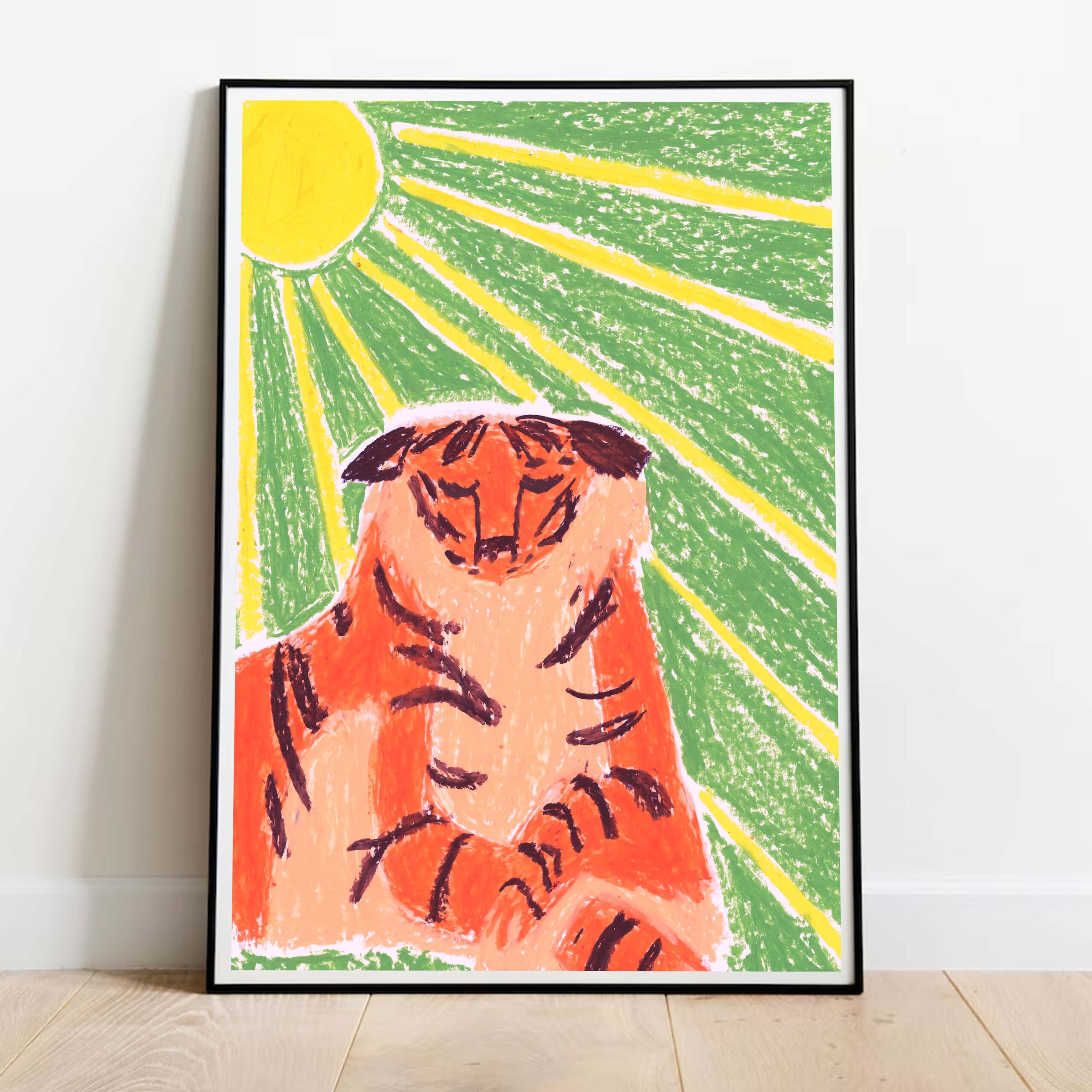 Poster Pastel Tiger dans cadre noir