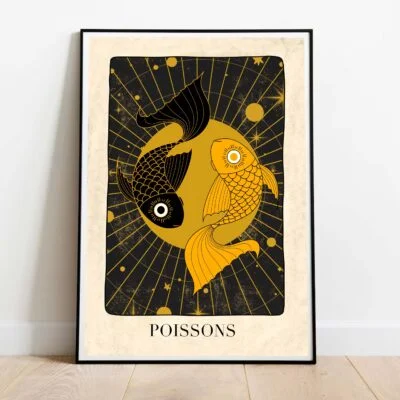 Poster Pisces dans cadre noir