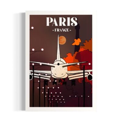 poster plane from paris orange