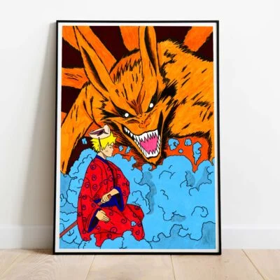 Poster Naruto x Kyubi dans cadre noir