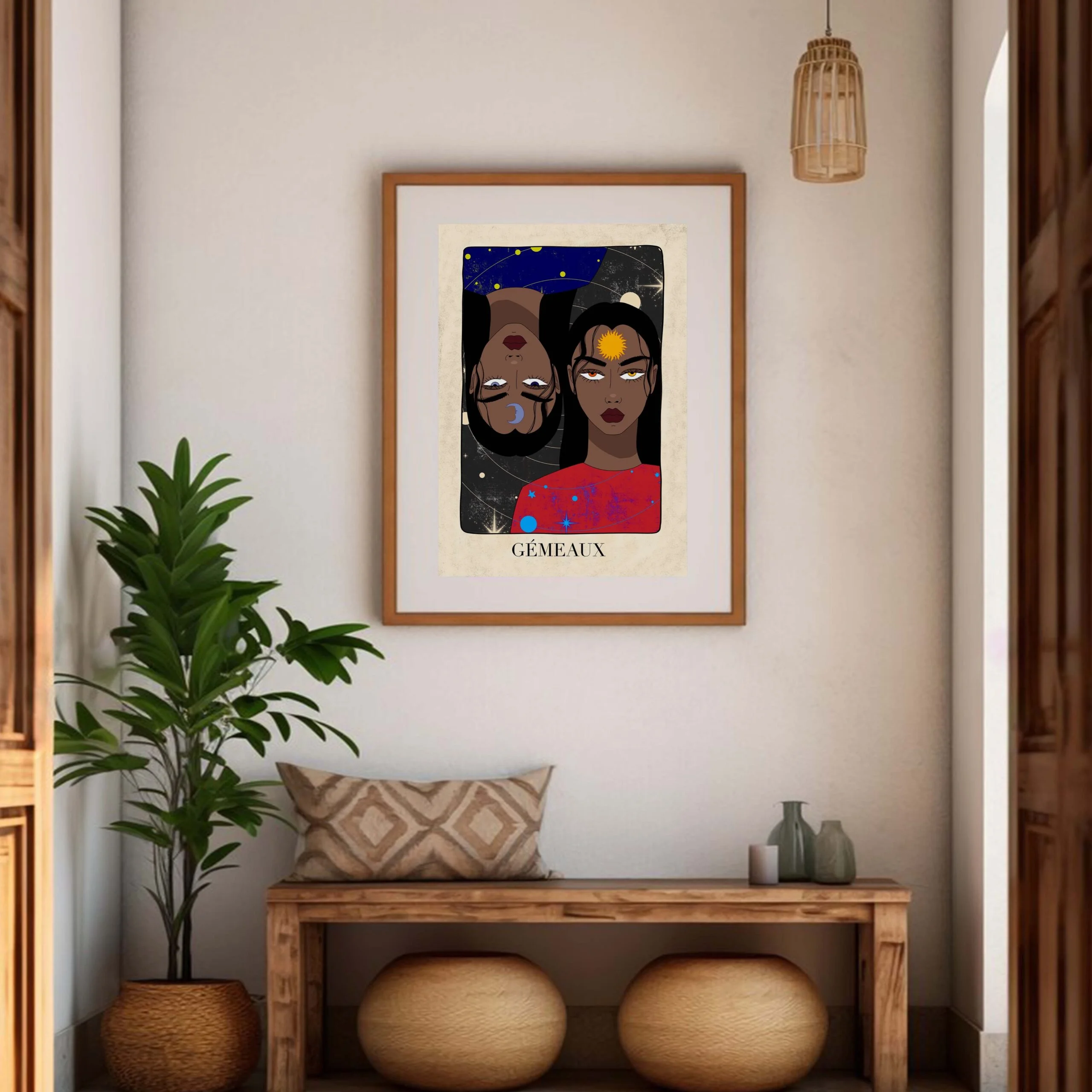 poster gemini dans cadre beige