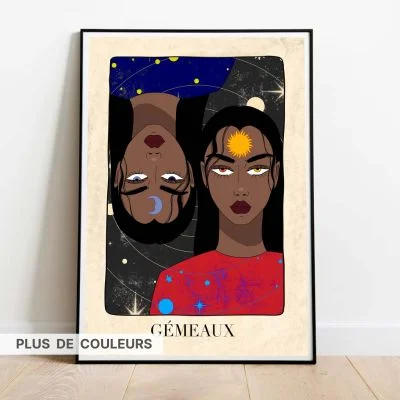 poster gemini dans cadre noir