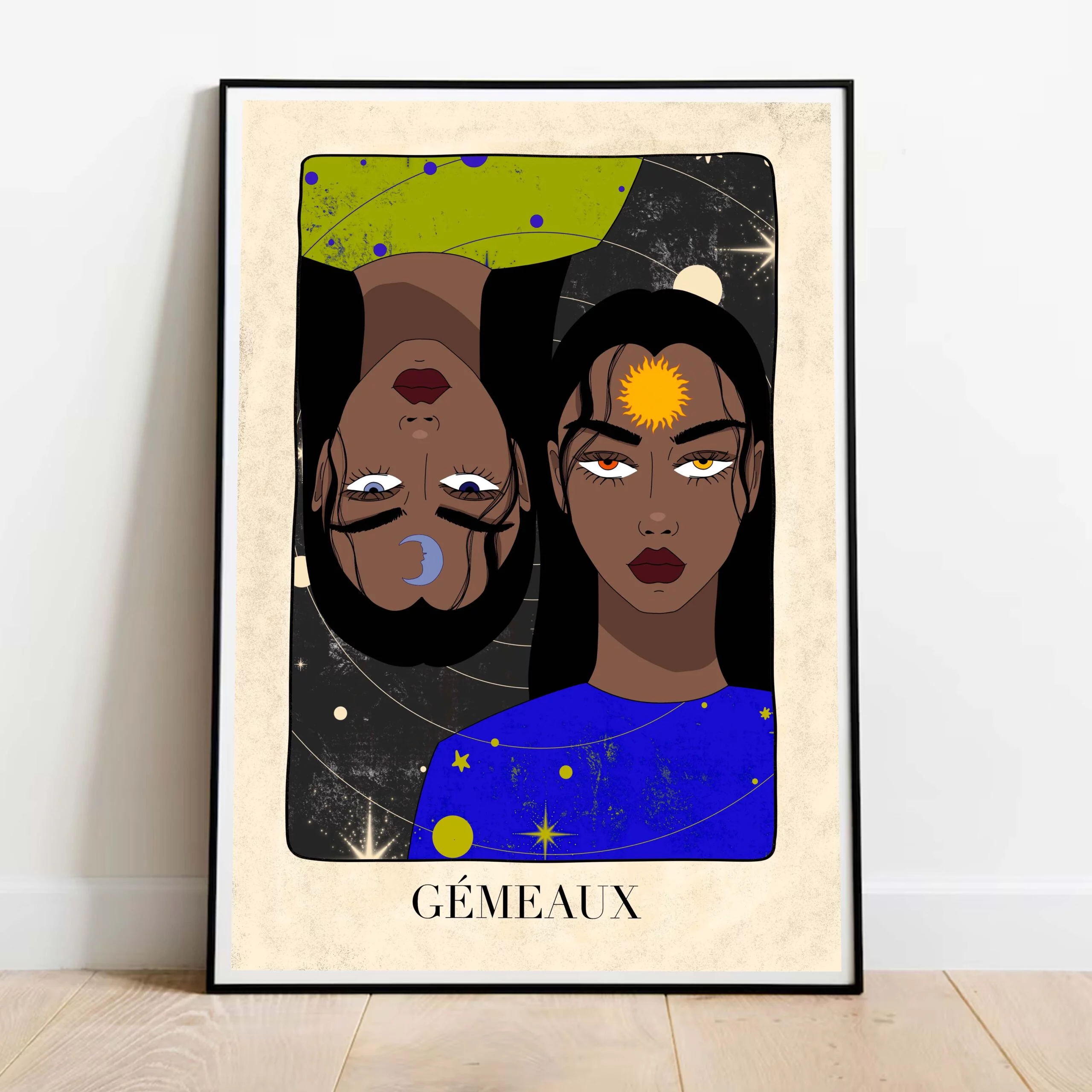 poster gemini dans cadre noir