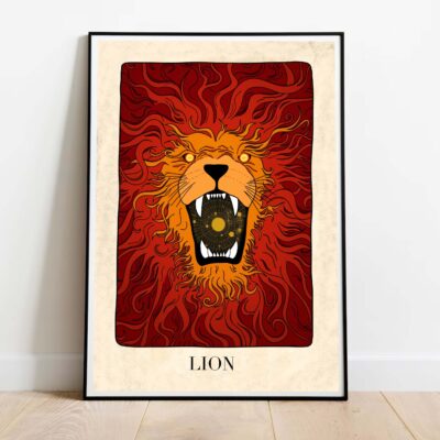 Poster Lion dans cadre noir