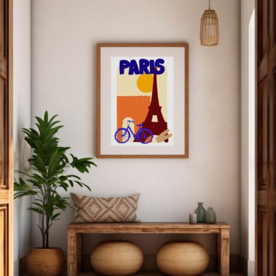 Poster Paris dans cadre beige