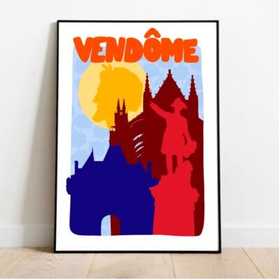 poster vendome bleu dans cadre noir