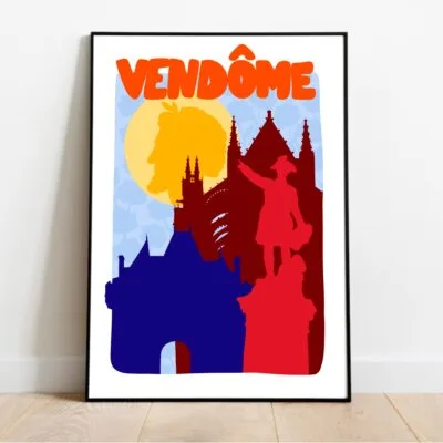poster vendome bleu dans cadre noir