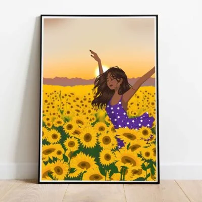 affiche sunflower dans cadre noir