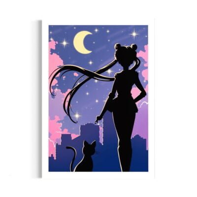 Poster Night xalk, personnage du manga sailor moon de dos la nuit