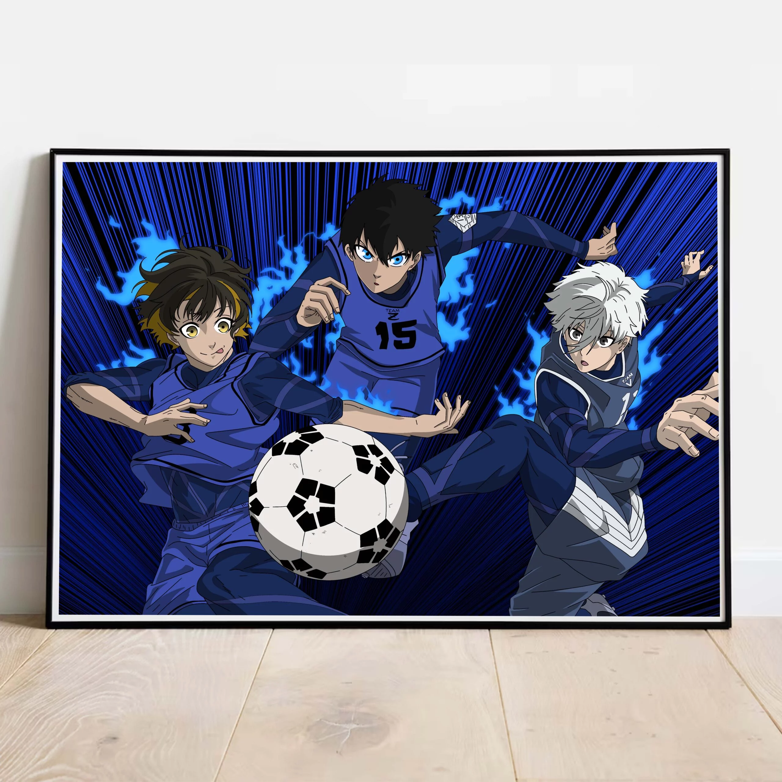 Poster Blue Lock dans cadre noir