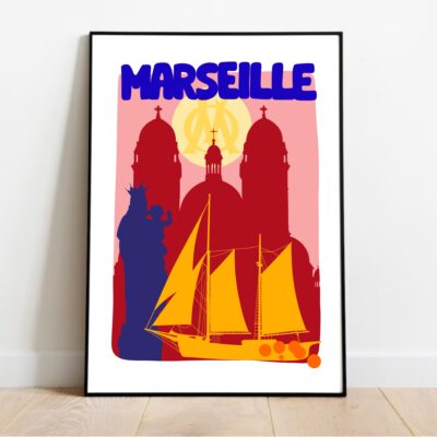 Poster Marseille dans cadre noir