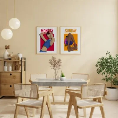 Poster Monday et Sunday dans salon