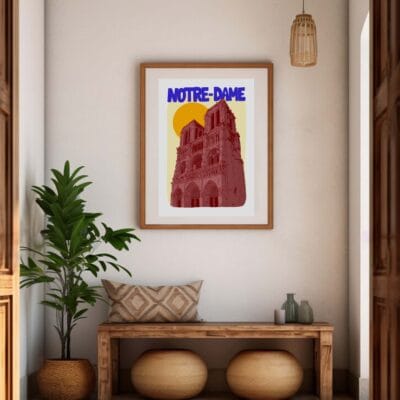 poster de notre dame dans cadre beige