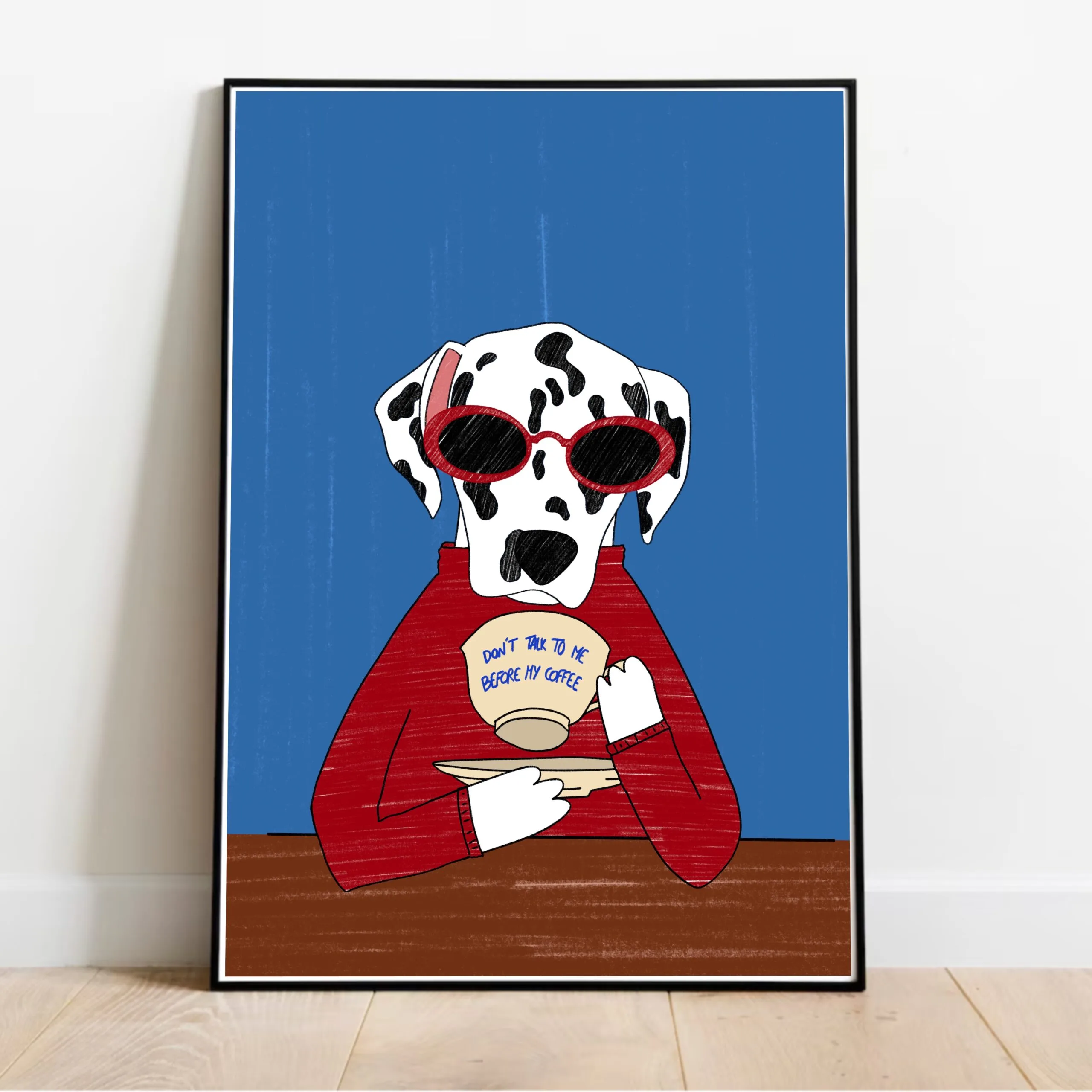 Illustration dalmatien dans cadre noir