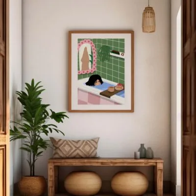 Illustration Me Time dans cadre beige