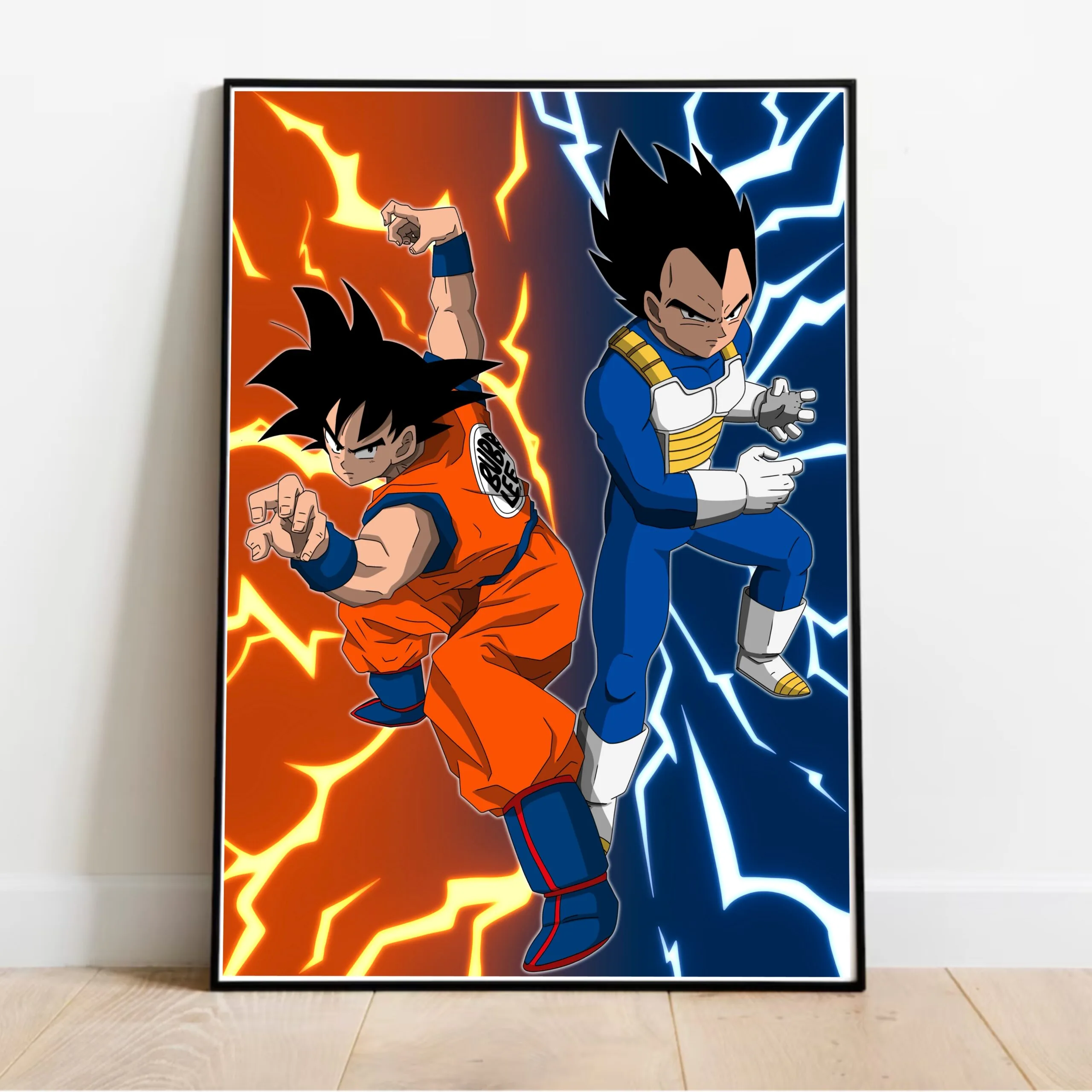 Illustration Son Goku & Vegeta dans cadre noir
