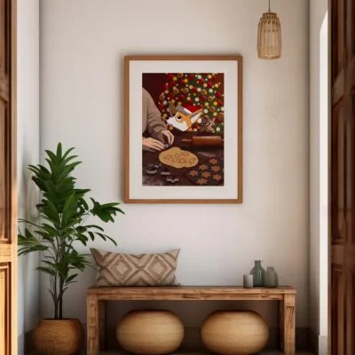 Illustration Christmas Cooking dans cadre beige