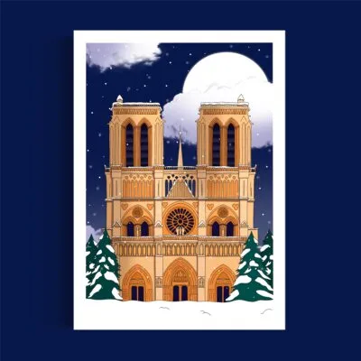 Illustration Notre-Dame Sous La Neige