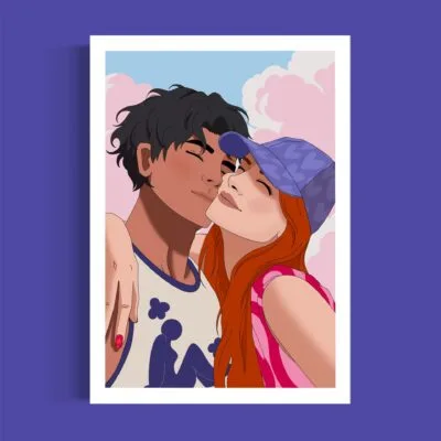 Poster Summer Love sur mur bleu