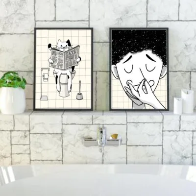 Illustration hold your nose et this seat is taken dans salle de bain