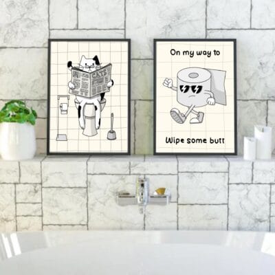 Illustration toilet paper et this seat is taken dans salle de bain