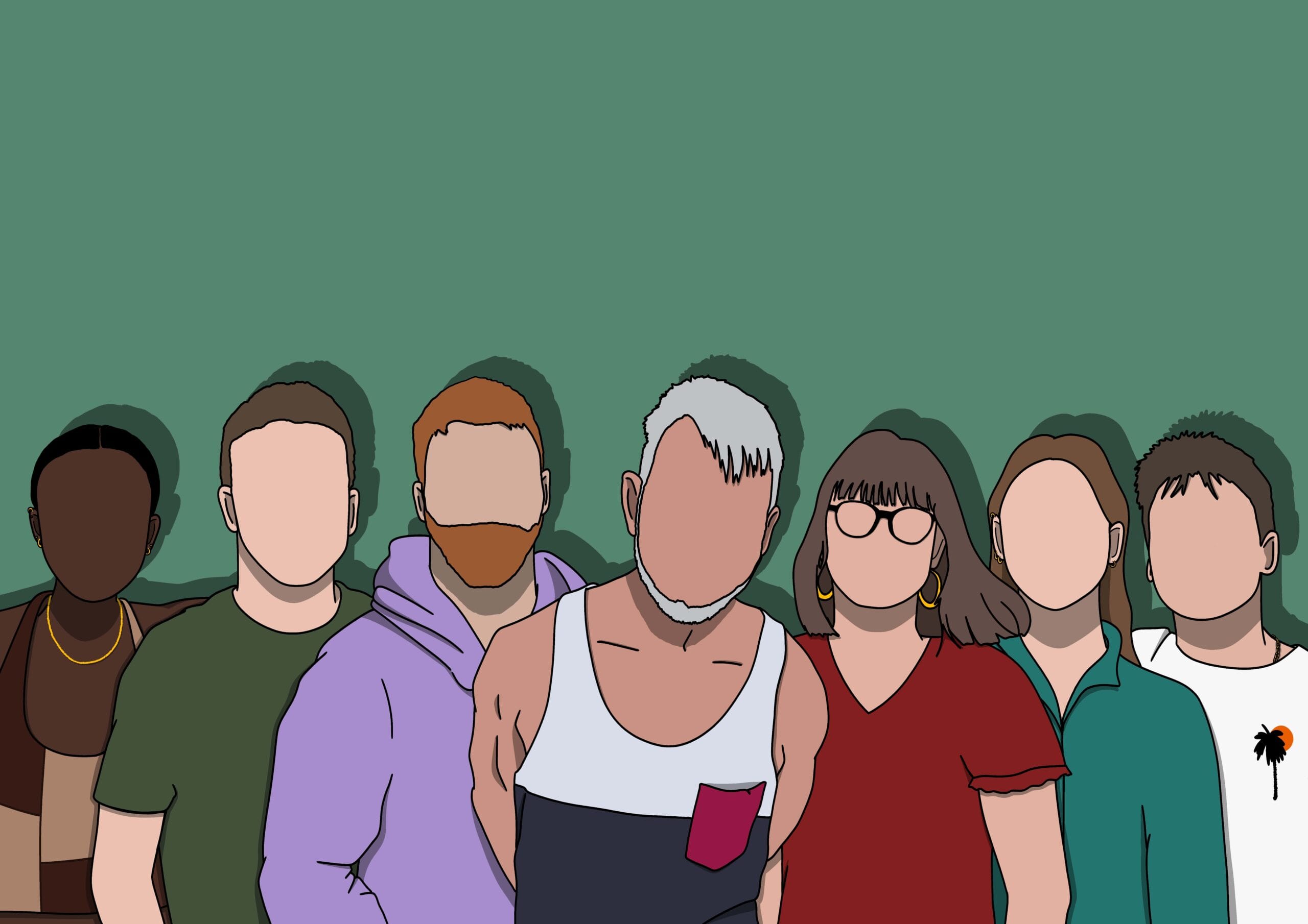 Portrait personnalisé d'une famille de 7 personnes