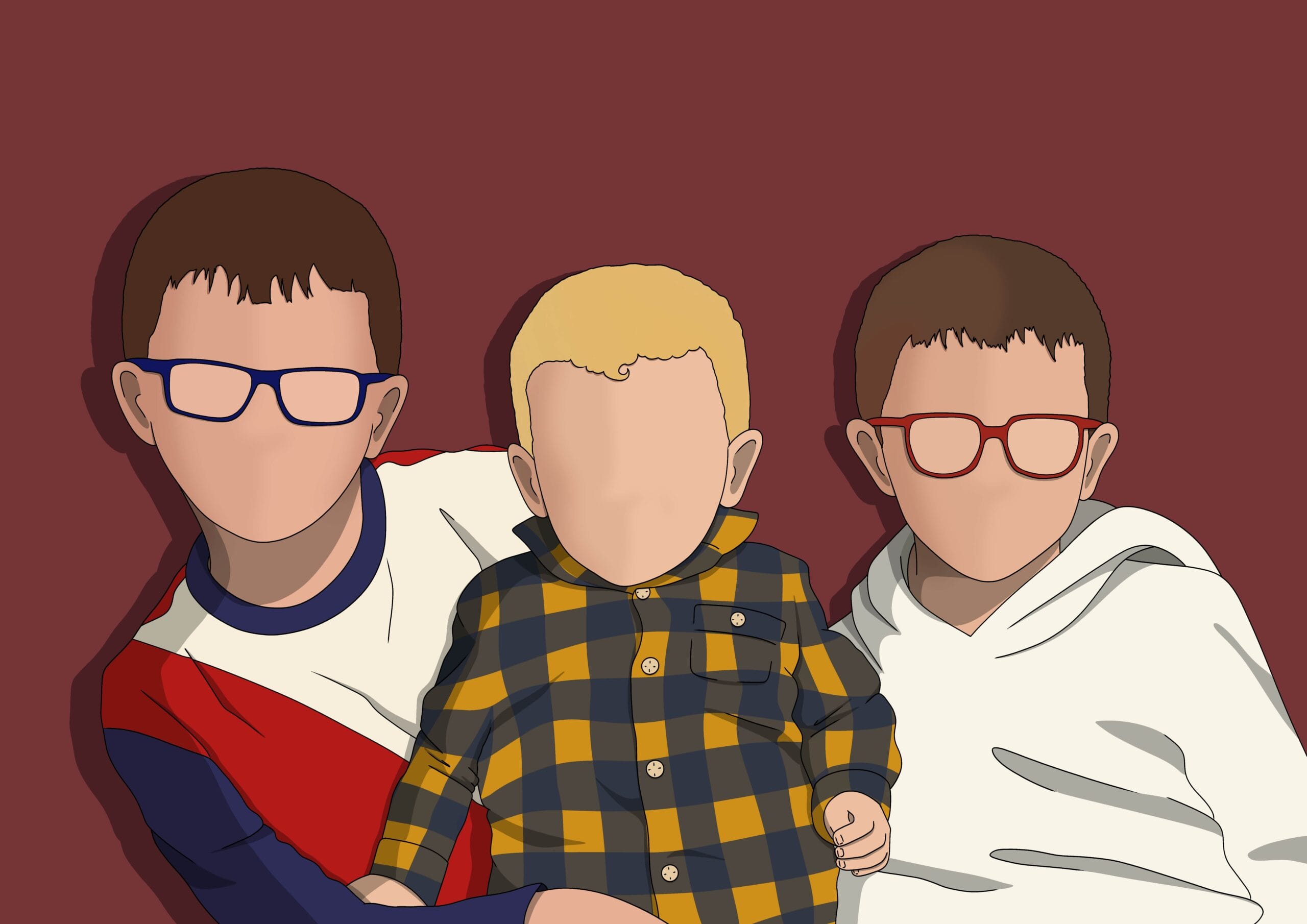 Portrait personnalisé de 3 personnes