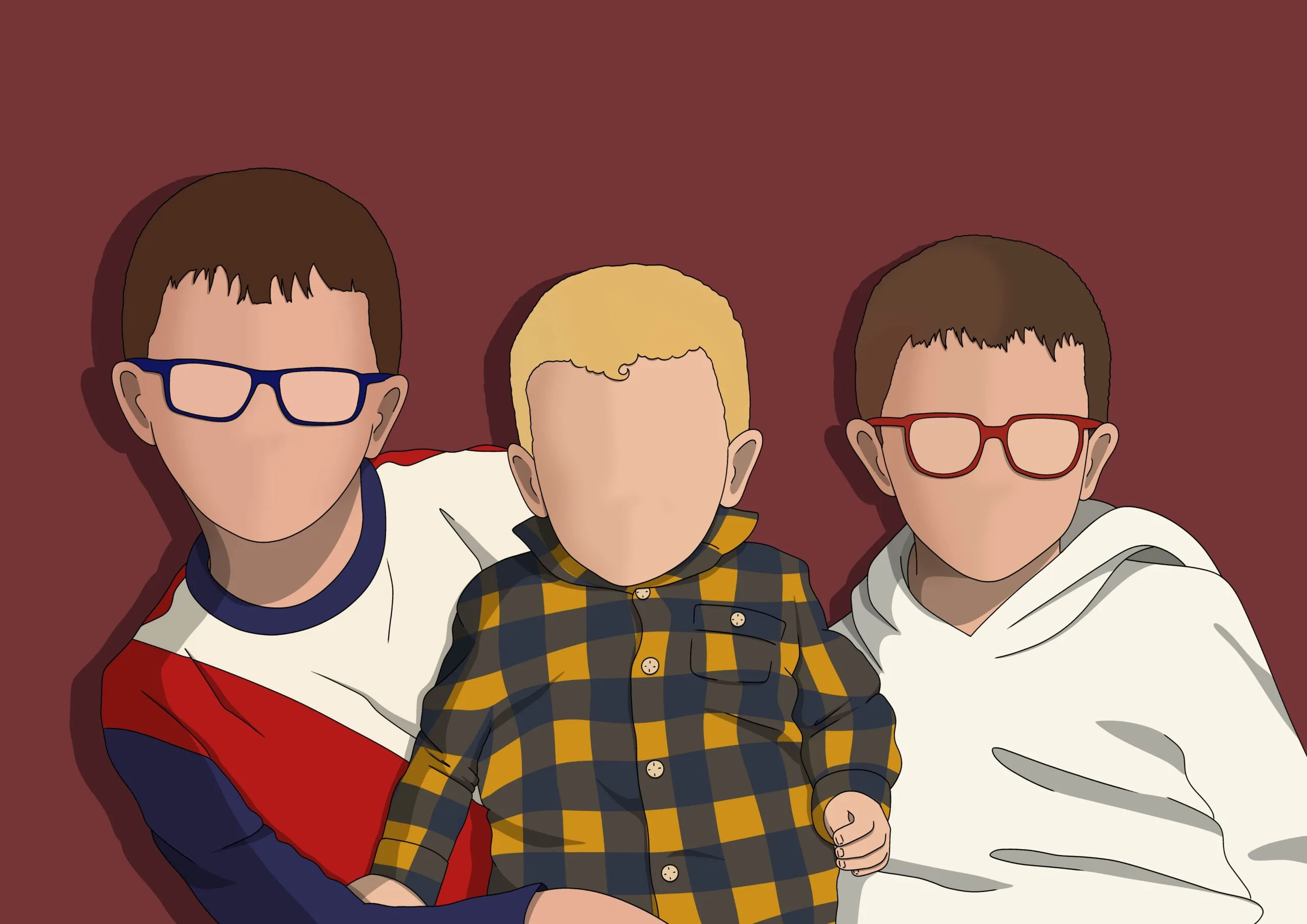 Portrait personnalisé de 3 personnes