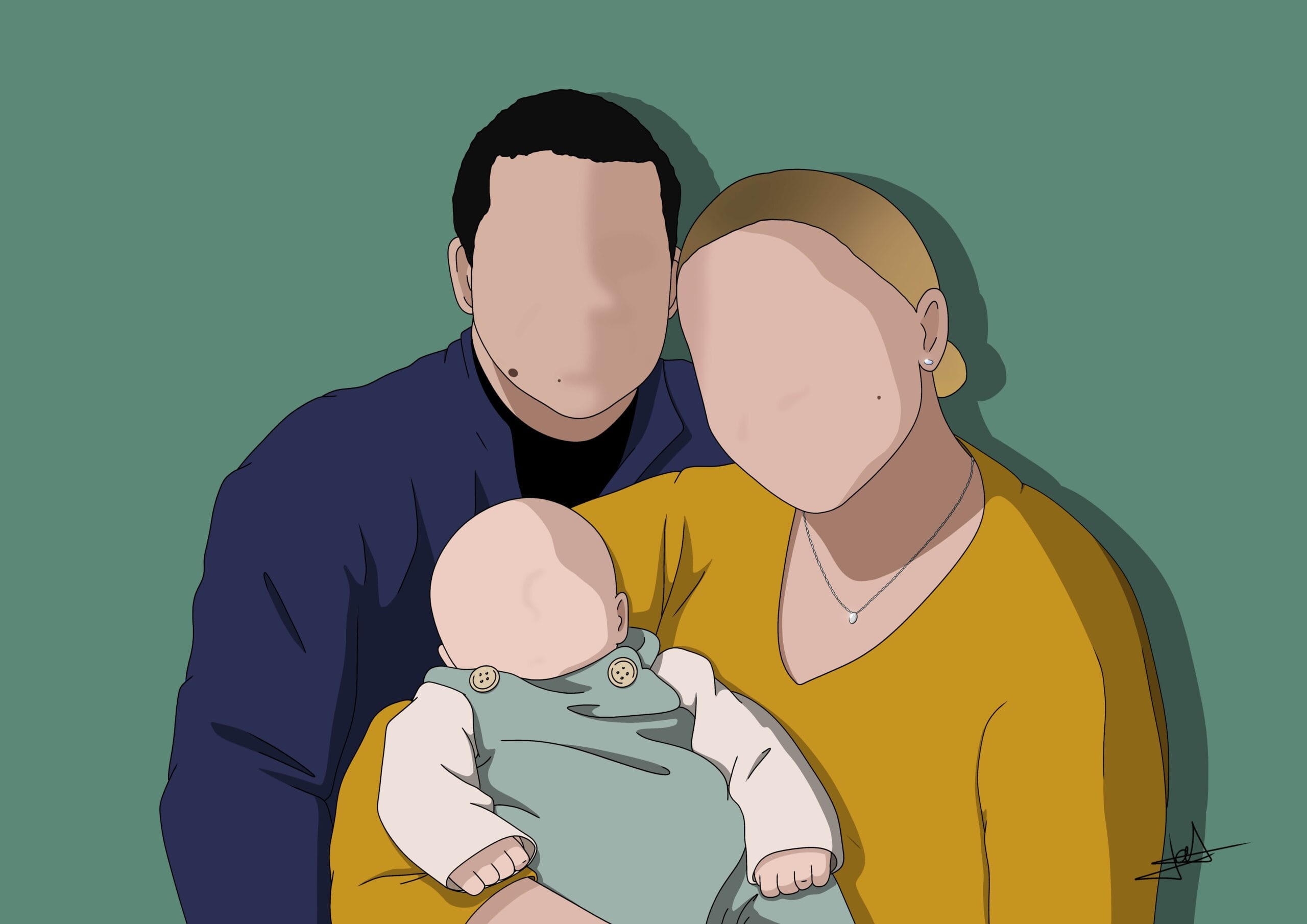 Portrait personnalisé de 3 personnes