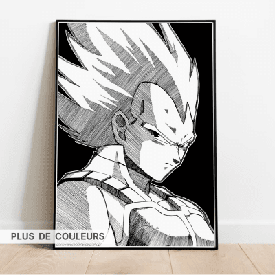 poster Vegeta dans cadre noir