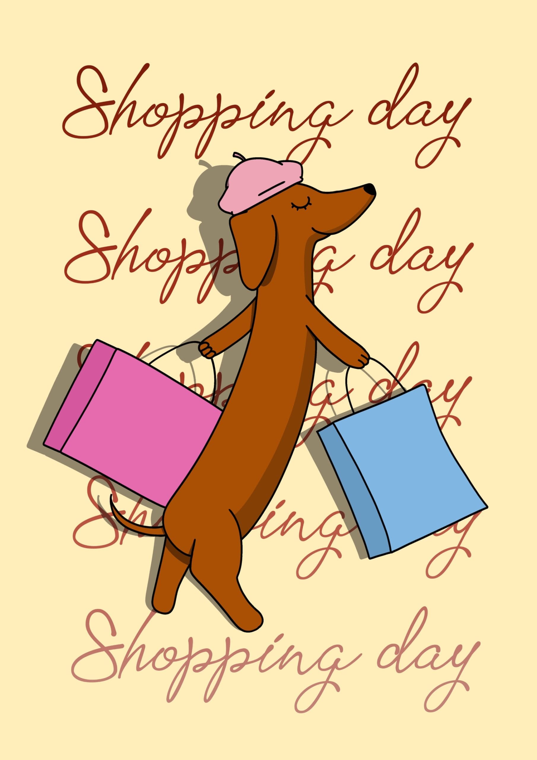 Illustration humoristique d'un teckel