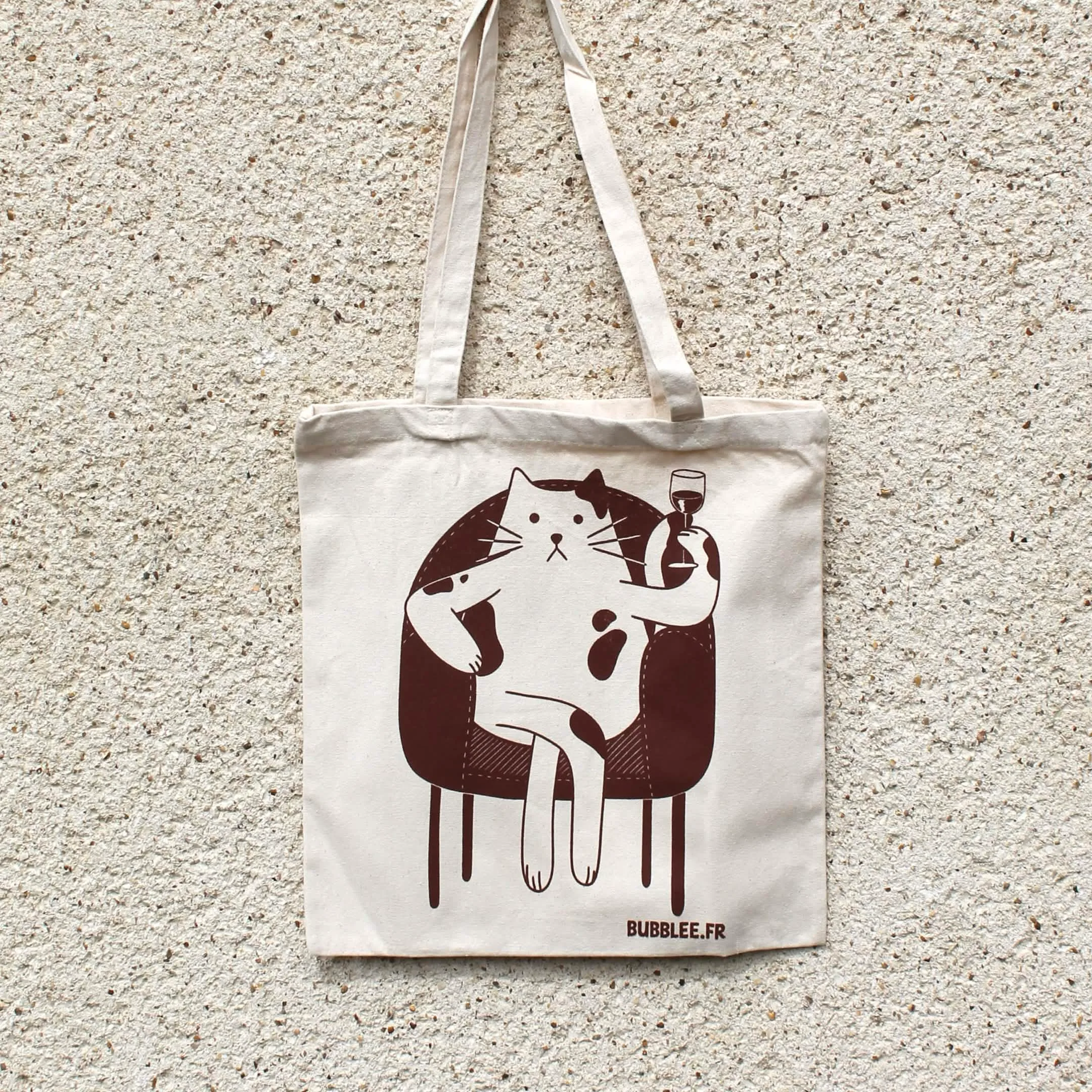 Sac Coton "Drinking Cat"