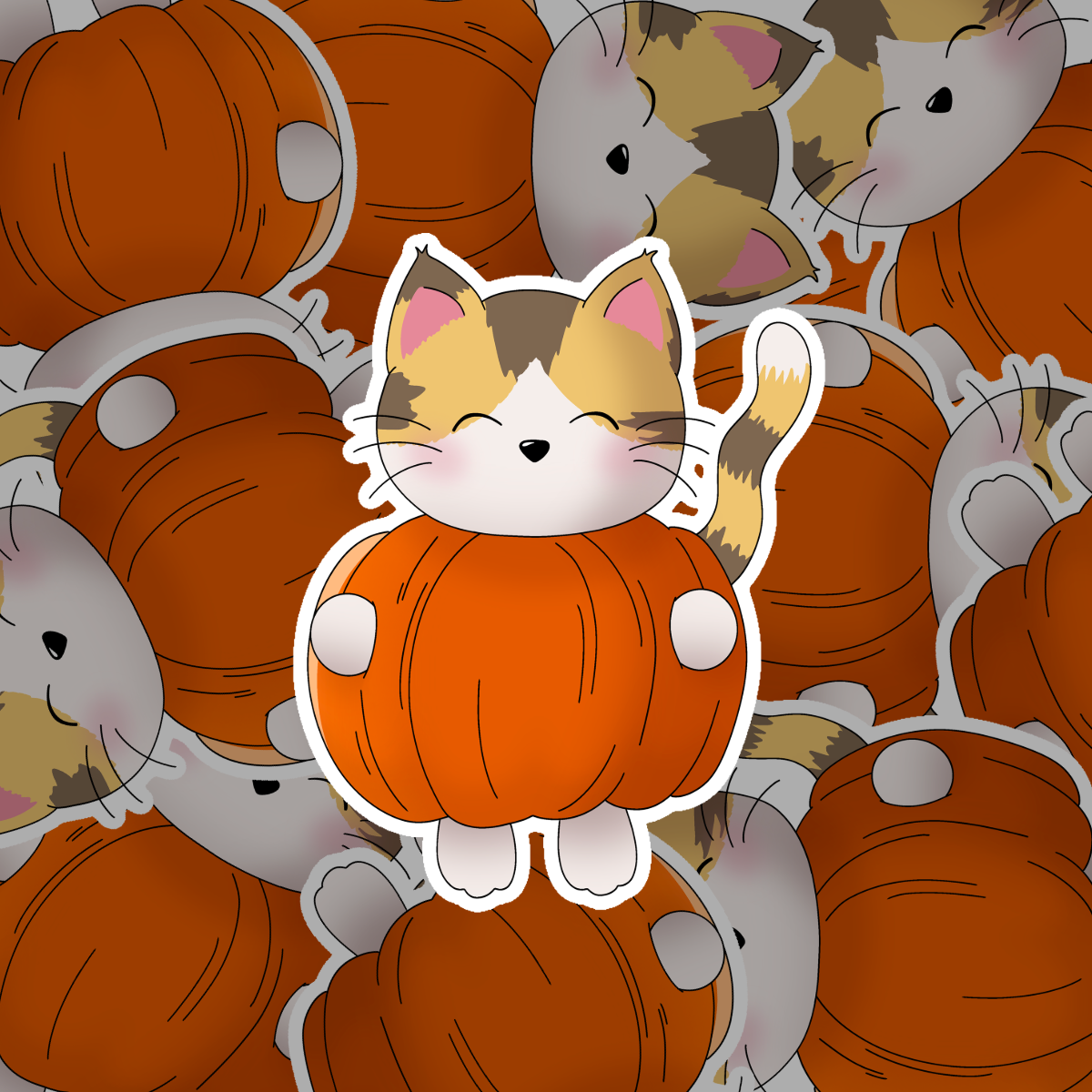 Sticker "Chat Citrouille"